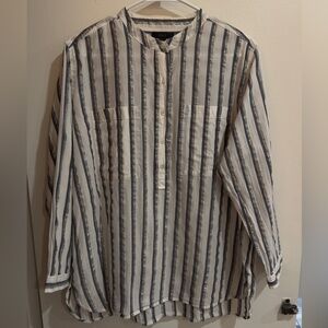 J. Crew Women’s Metallic Stripe Tunic Top Size 10 Long Sleeve Casual Blouse